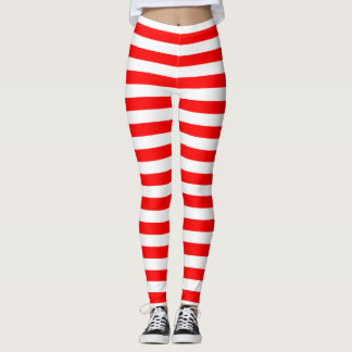Leggings mit horizontalem Rot und Weißstreifen