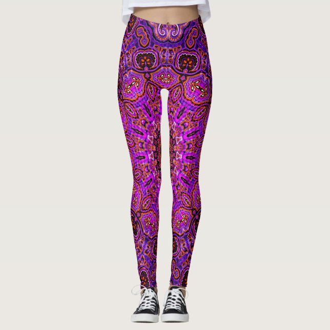 Leggings mit Hot-Pink-Alloverprint (Vorderseite)