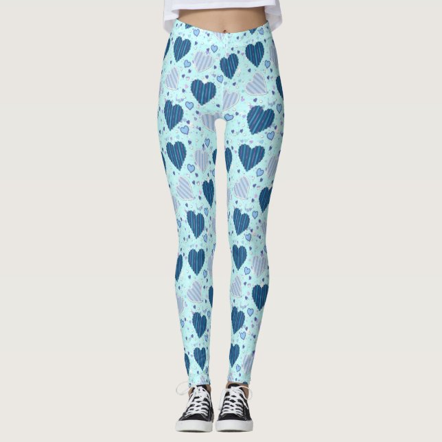 Leggings mit Hübschen blauen Herzen (Vorderseite)