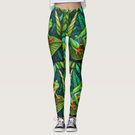 Leggings mit lebendigen grünen Blättern und farben