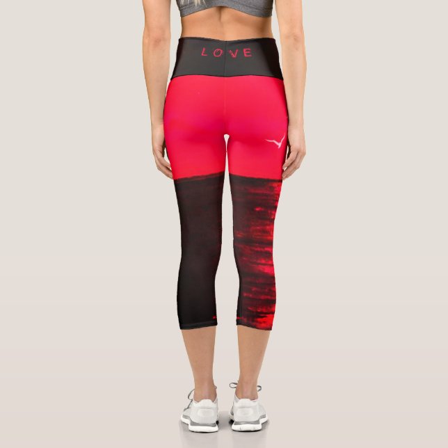 Leggings mit Liebe für Schwarz und Rot (Rückseite)