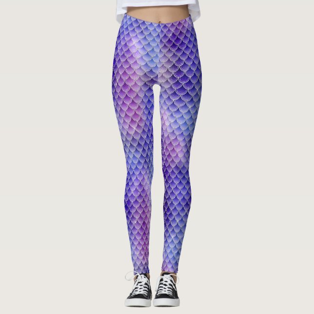 Leggings mit lila Meerjungfrau (Vorderseite)