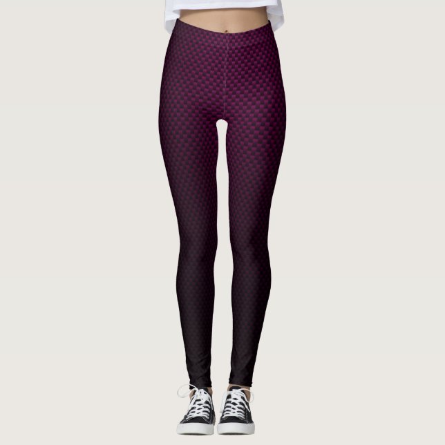 Leggings mit lila Muster aus schwarzen Kohlefasern (Vorderseite)