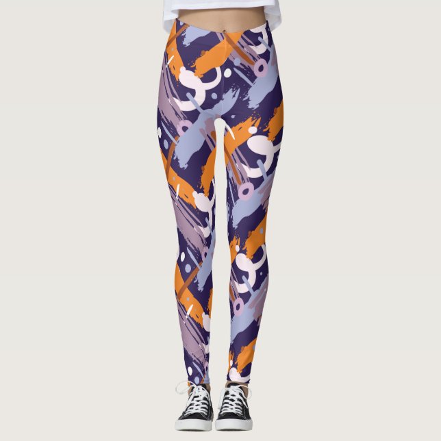 Leggings mit lila Pinselmuster (Vorderseite)