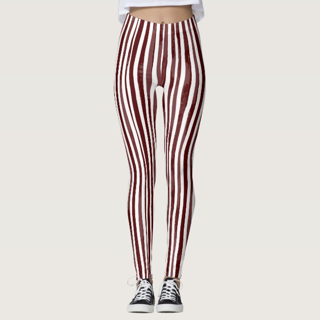 Leggings mit Maroon und Weiß (Vorderseite)