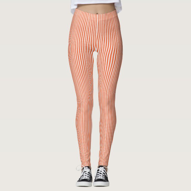 Leggings mit orangefarbenen und weiß gestreiften S (Vorderseite)