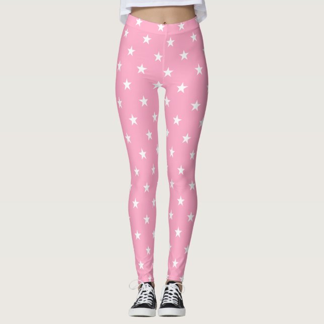 Leggings mit rosa großen Sternen (Vorderseite)