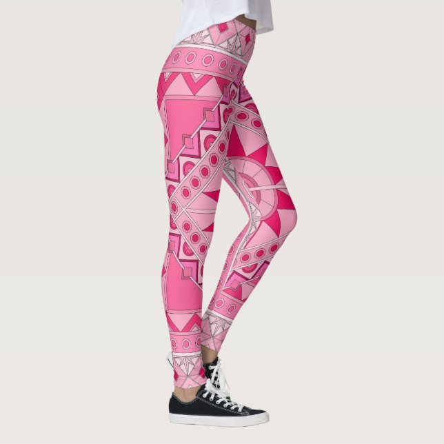 Leggings mit rosa lässiger Kunst (Rechts)