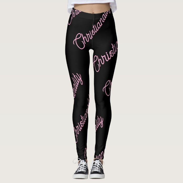 Leggings mit rosa Logo-Wiederholung (Vorderseite)