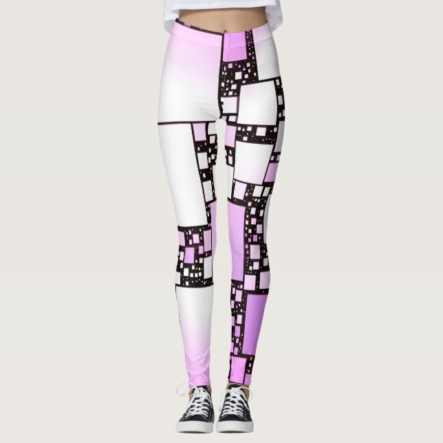 Leggings mit rosa und weißem Platz (Vorderseite)