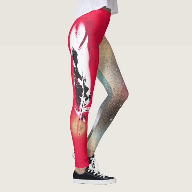 Leggings mit Rot und Goldfederdrucken (Rechts)