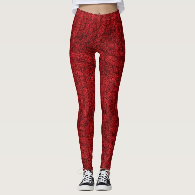 LEGGINGS MIT ROTE ROSEN BEFÜRWORTET (Vorderseite)