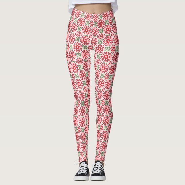 Leggings mit Roter Schneeflocke (Vorderseite)