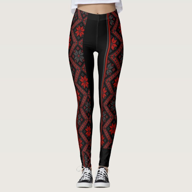 Leggings mit roter und schwarzer Schönheit (Vorderseite)