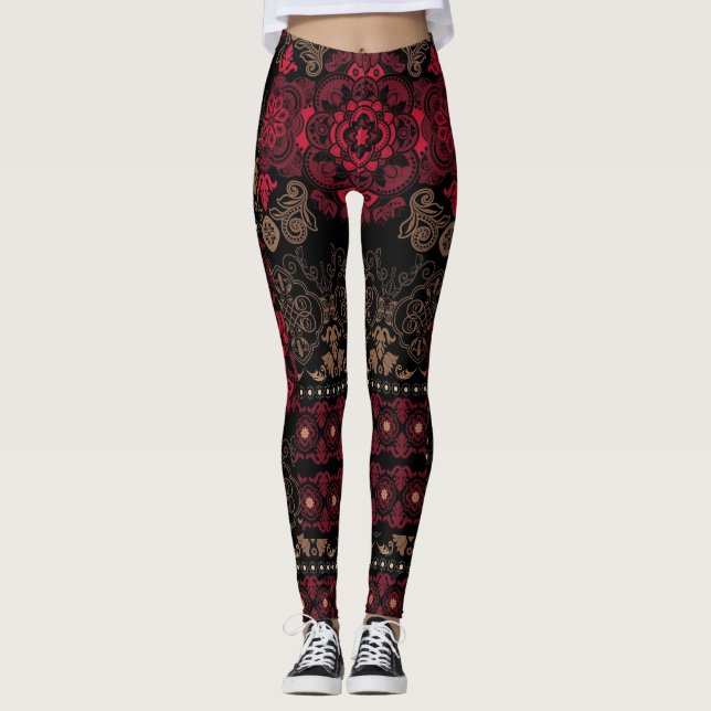 Leggings mit roter und schwarzer Schönheit (Vorderseite)
