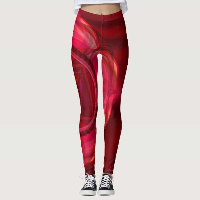 Leggings mit Royal Red Mandala - Bereit zum Felsen (Vorderseite)