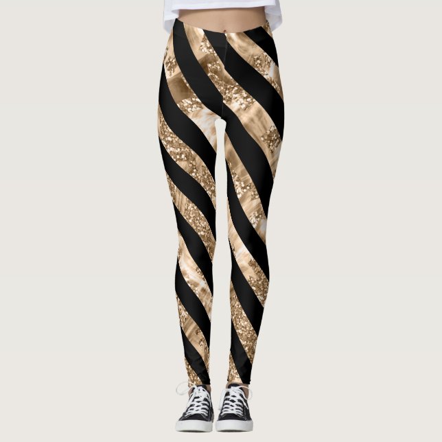 Leggings mit schwarzen und goldenen Streifen (Vorderseite)