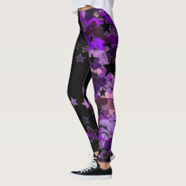 Leggings mit schwarzen und Lila Camouflagen