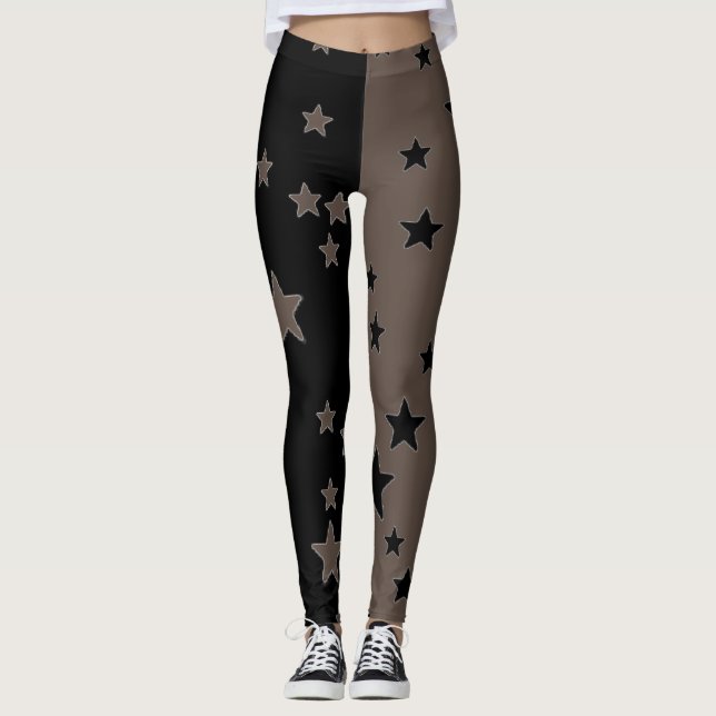 Leggings mit schwarzen und weißen Sternen