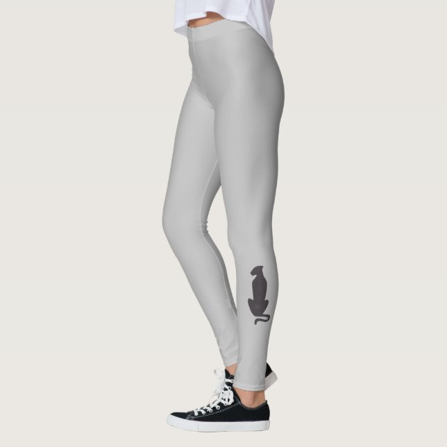 Leggings mit schwarzer Katzensilhouette (Links)