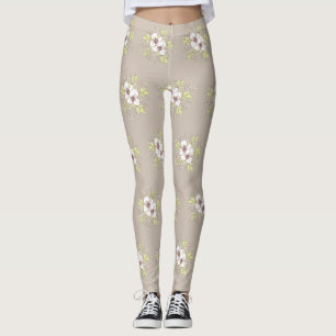 Leggings mit weißem Blumenmuster