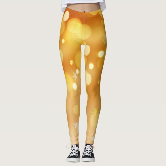 Leggings mit weißem Multi-Color-Star-Design (Vorderseite)