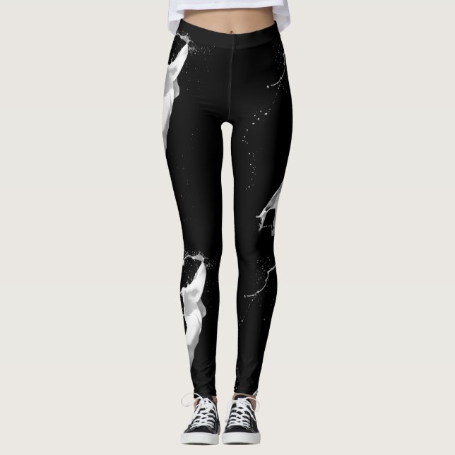 Leggings mit weißem Paint Splash (Vorderseite)