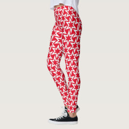 Leggings mit weißem und rotem geometrischem Sternm