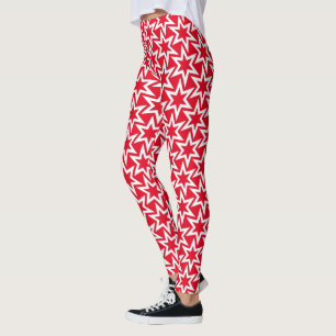 Leggings mit weißem und rotem geometrischem Sternm