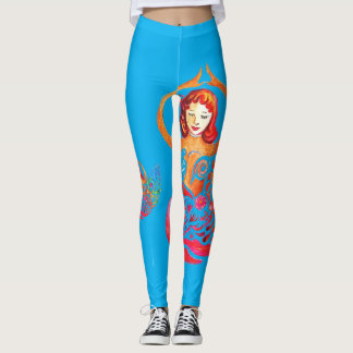 Leggings mit Yoga-Meditations-Frau-Regenbogen-Desi