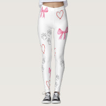 LEGGINGS MIT ZEICHENDRUCK, HERZ UND BOWS