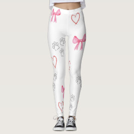 LEGGINGS MIT ZEICHENDRUCK, HERZ UND BOWS