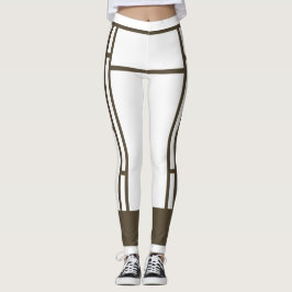 Leggings Mondrian Inspirierte White Brown 4