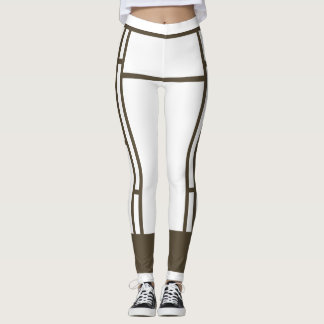 Leggings Mondrian Inspirierte White Brown 4
