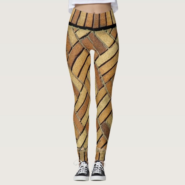 Leggings - Muster aus Holzziegeln (Vorderseite)
