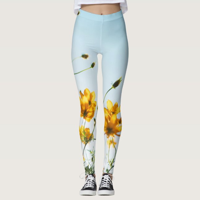 Leggings | Öko Fitness Blume Sky (Vorderseite)