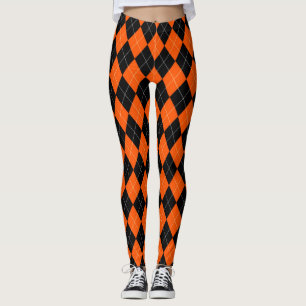 Leggings Raute Schwarz/Orange