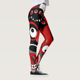 Leggings - Red Geometric