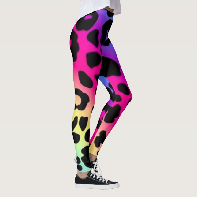 Leggings/Regenbogenfarbene Leopardrucke Leggings (Rechts)
