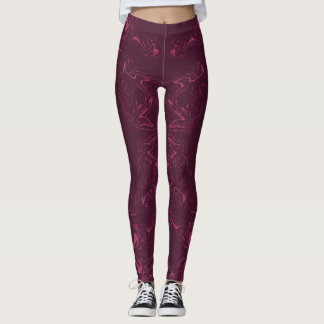 Leggings - Rosa und Burgunder wirbelten Muster