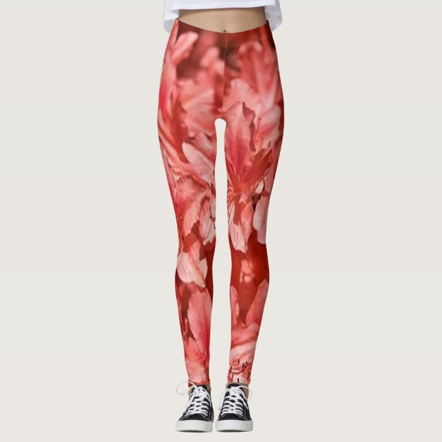 Leggings Rose Blumenrot Moderner Hipster (Vorderseite)