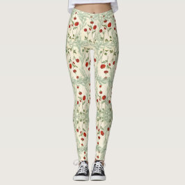 Leggings Rote Blume und Kiefer Blätter im japanisc