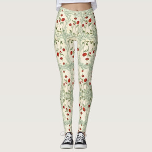 Leggings Rote Blume und Kiefer Blätter im japanisc