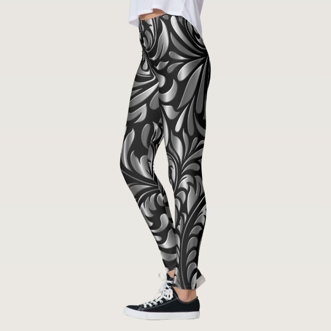 Leggings - Schwarz-Silber-Drama (Links)