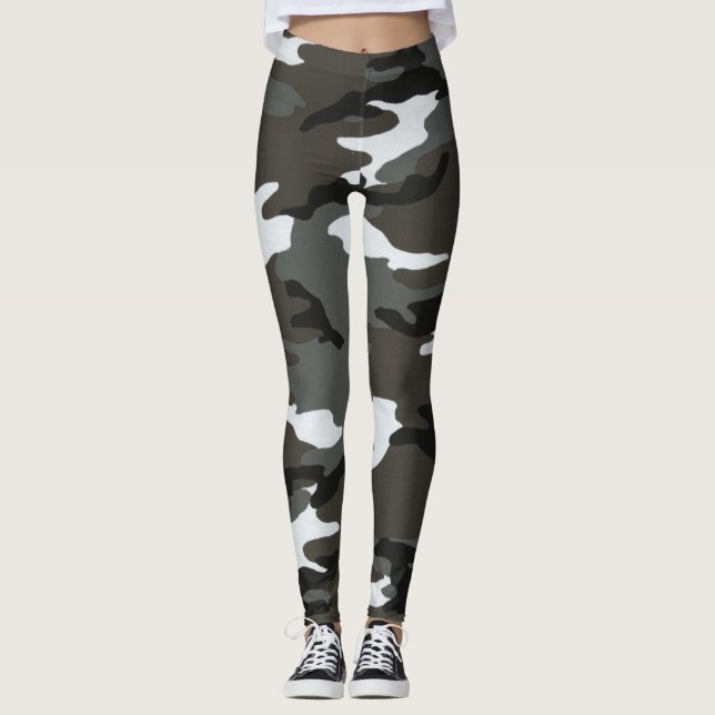 Leggings Schwarz-weiß Gray Camouflage (Vorderseite)