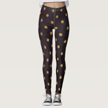 Leggings/Schwarzes mit Goldpolka-Punkten
