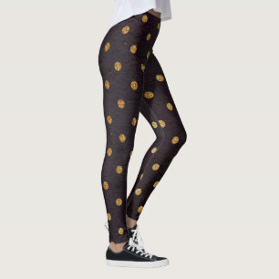 Leggings/Schwarzes mit Goldpolka-Punkten Leggings