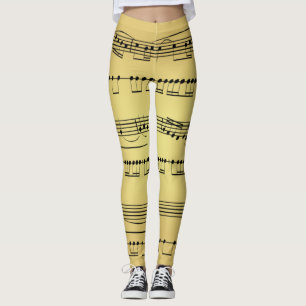 Leggings ~ Sheet Music ~ Golden Background ~ 