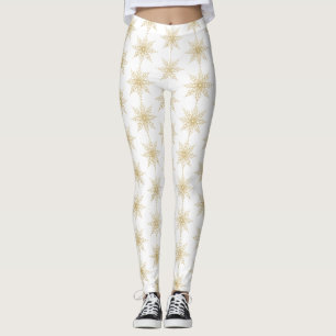 Leggings Snowflake aus Gold Glitzer