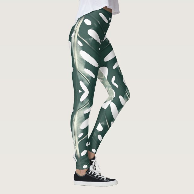 Leggings von Funky Pale Green Leaf (Rechts)